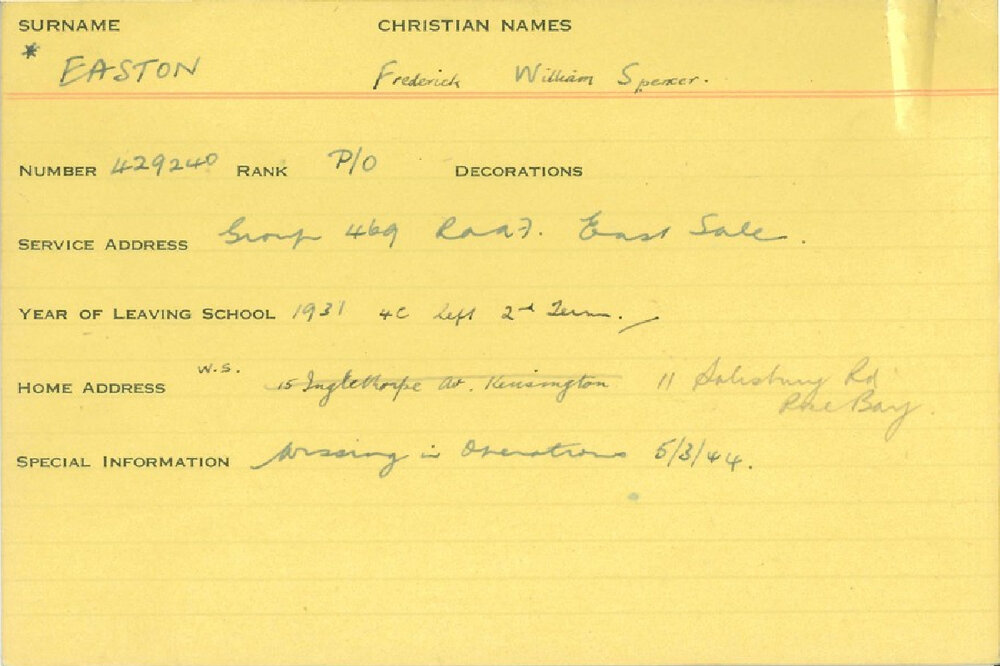 World War 2 index cards - E