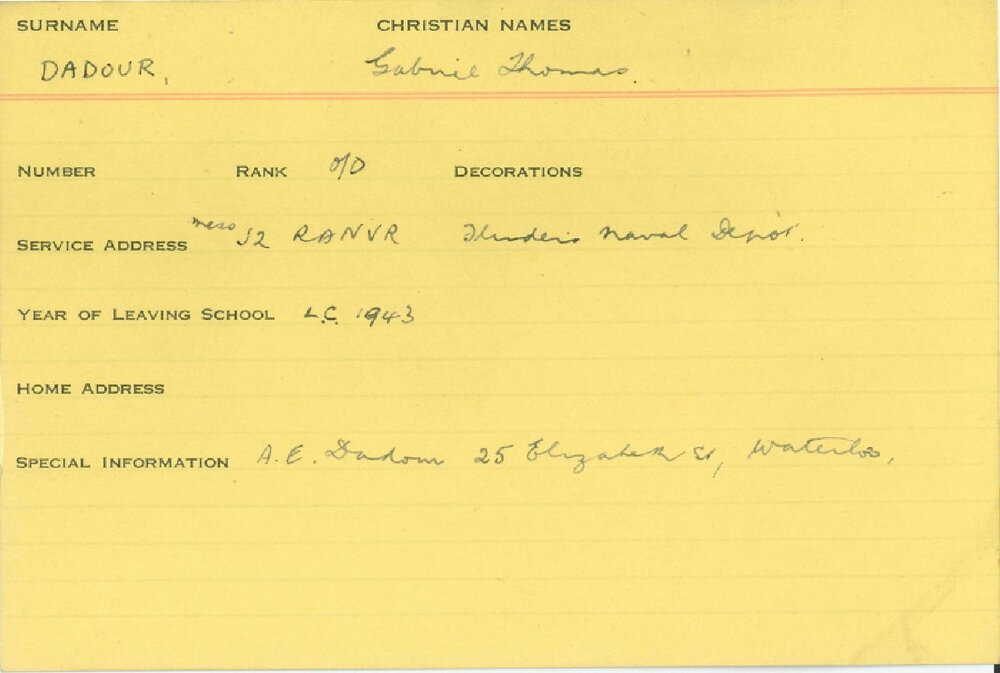 World War 2 index cards - D