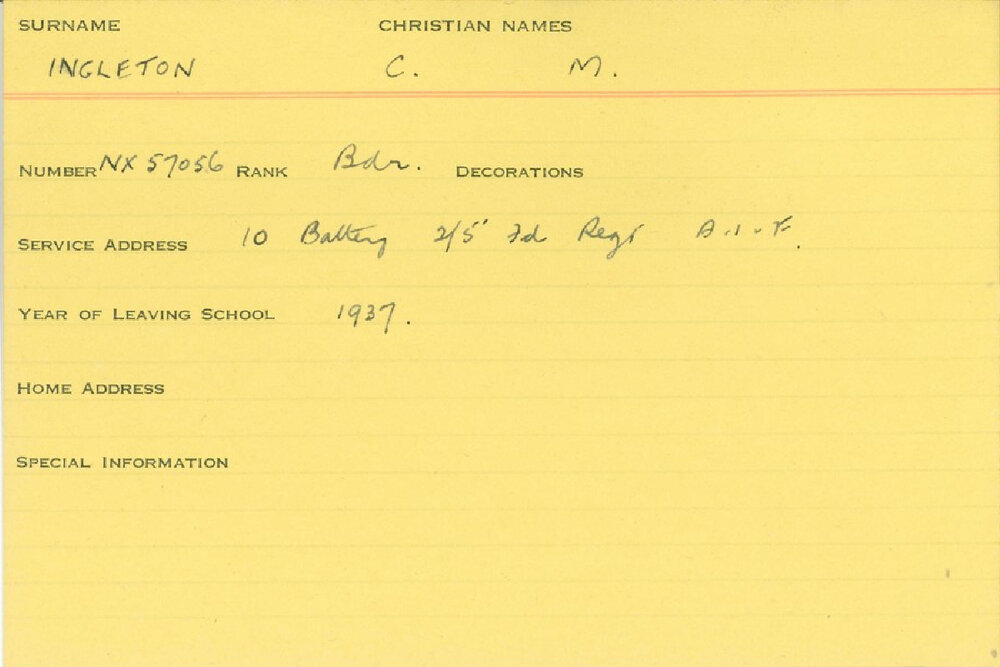 World War 2 index cards - I