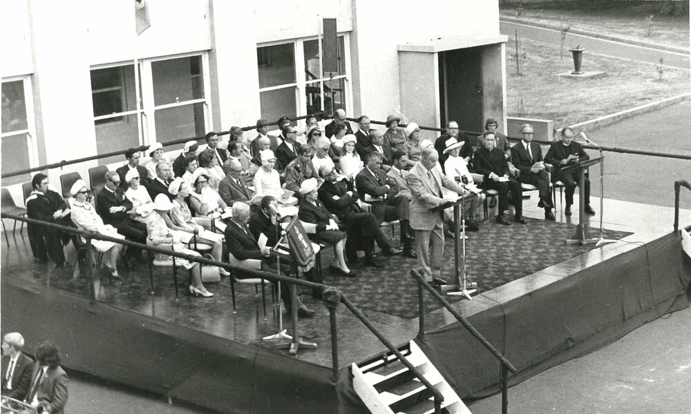 Photograph of the official opening of the McDonald Building, 17 March 1972