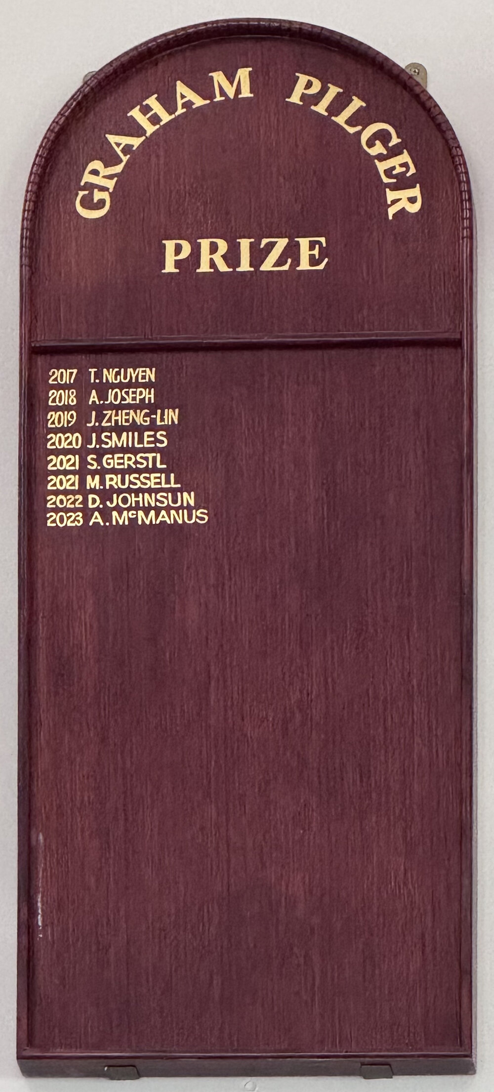 Honour Board: Graham Pilger Prize