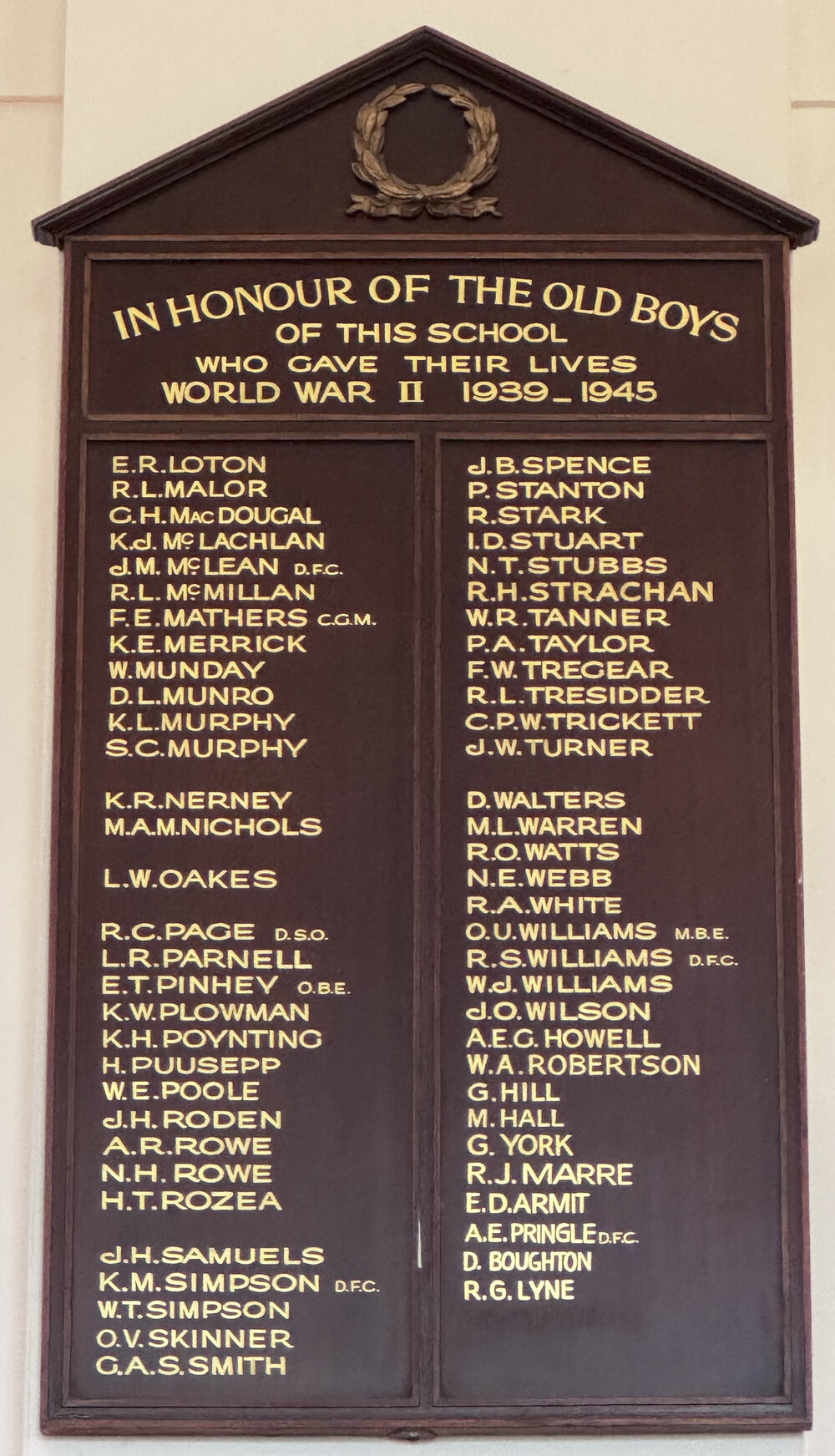 Honour Board: World War 2