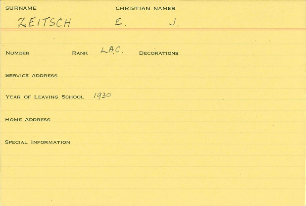 World War 2 index cards - Z