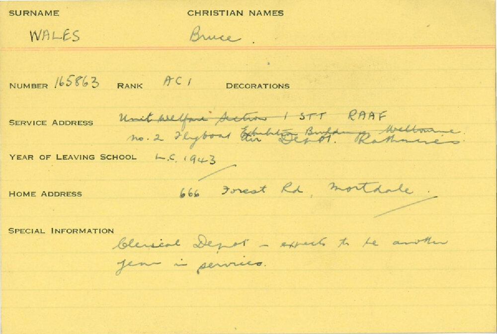 World War 2 index cards - W