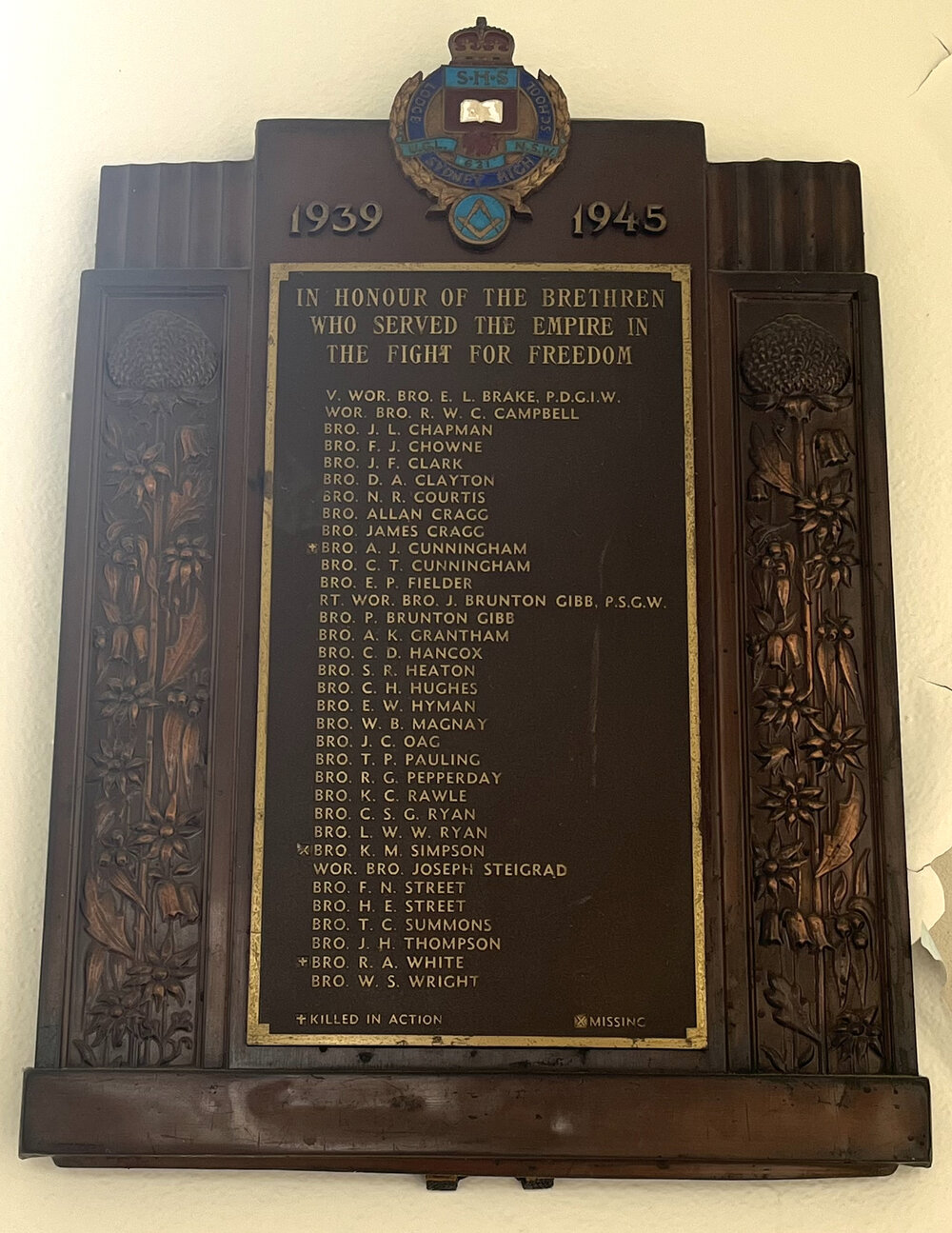Honour Board: Lodge Sydney High School World War 2 honour roll