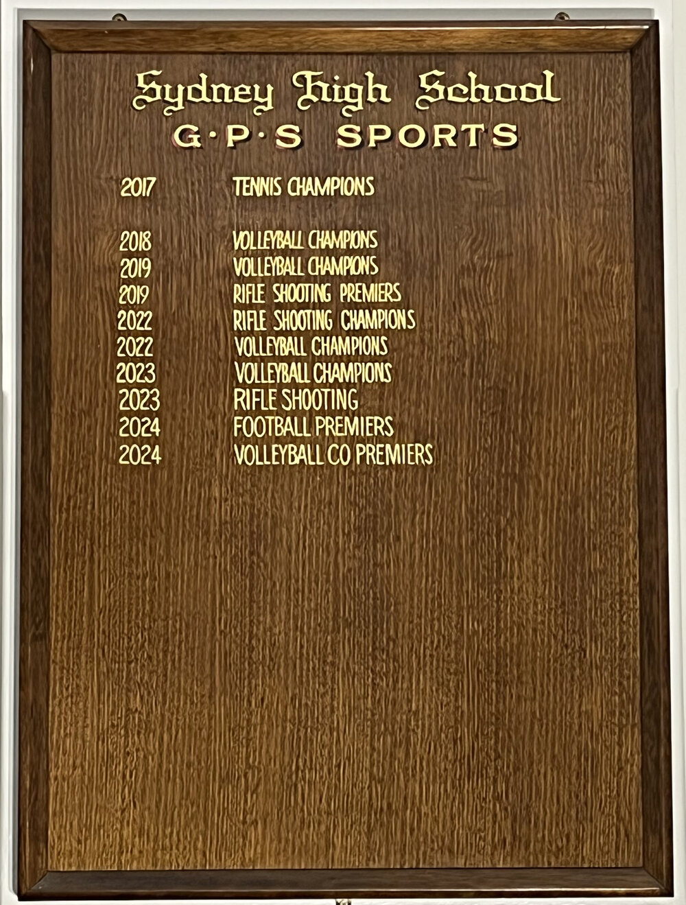 Honour Board: GPS Premierships, 2017-2024