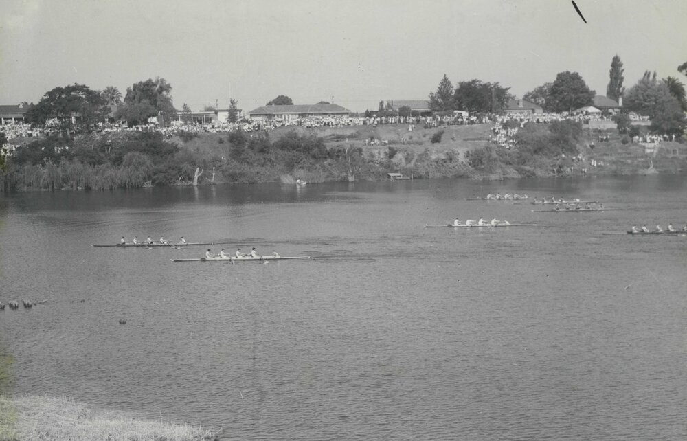 1st IV finish, GPS Regatta, 1957