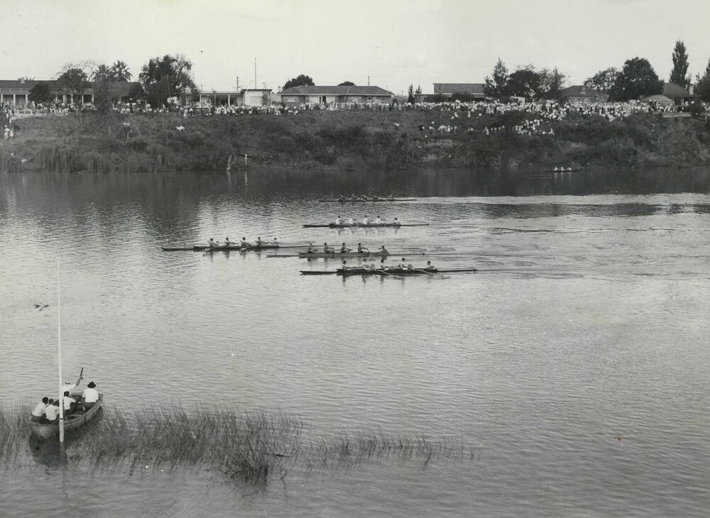 2nd IV finish, GPS Regatta, 1956