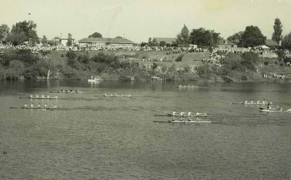 3rd IV finish, GPS Regatta, 1957
