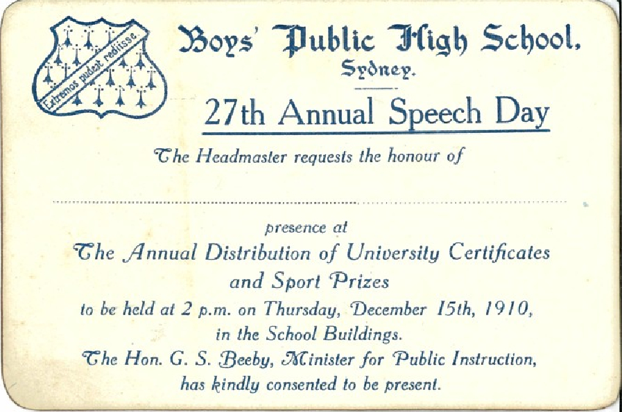 27th Speech Day 1910