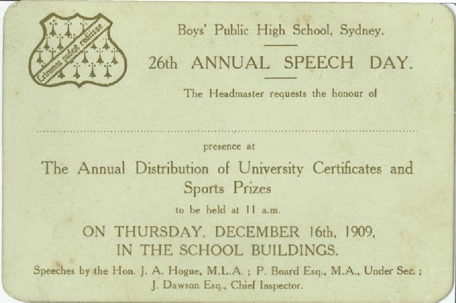 26th Speech Day 1909