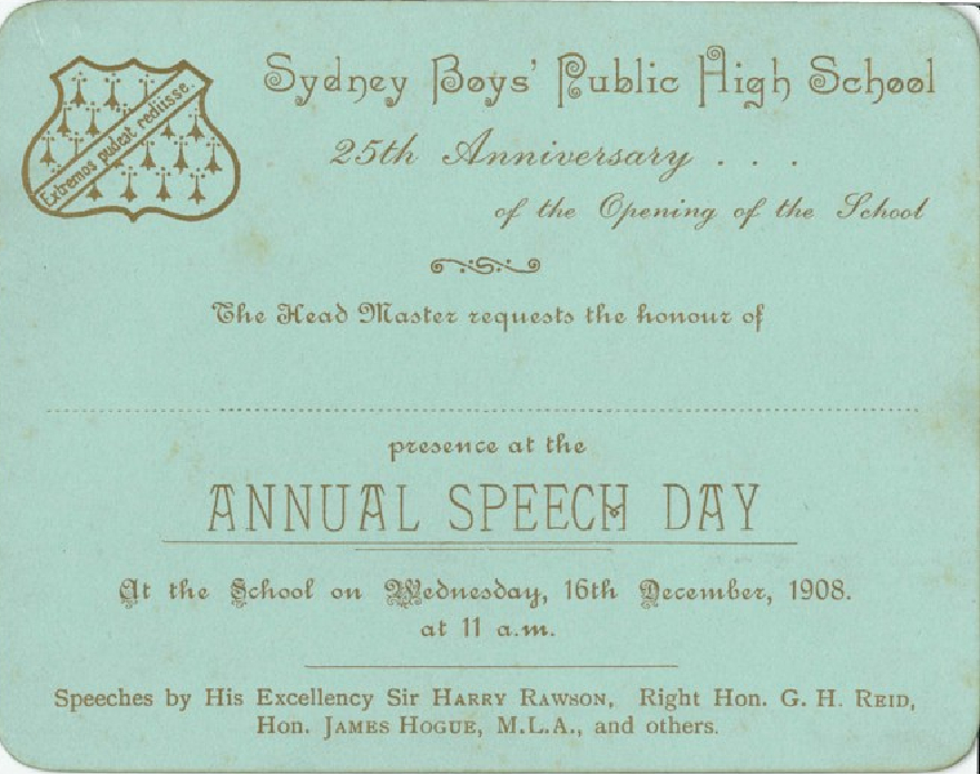 Annual Speech Day 1908