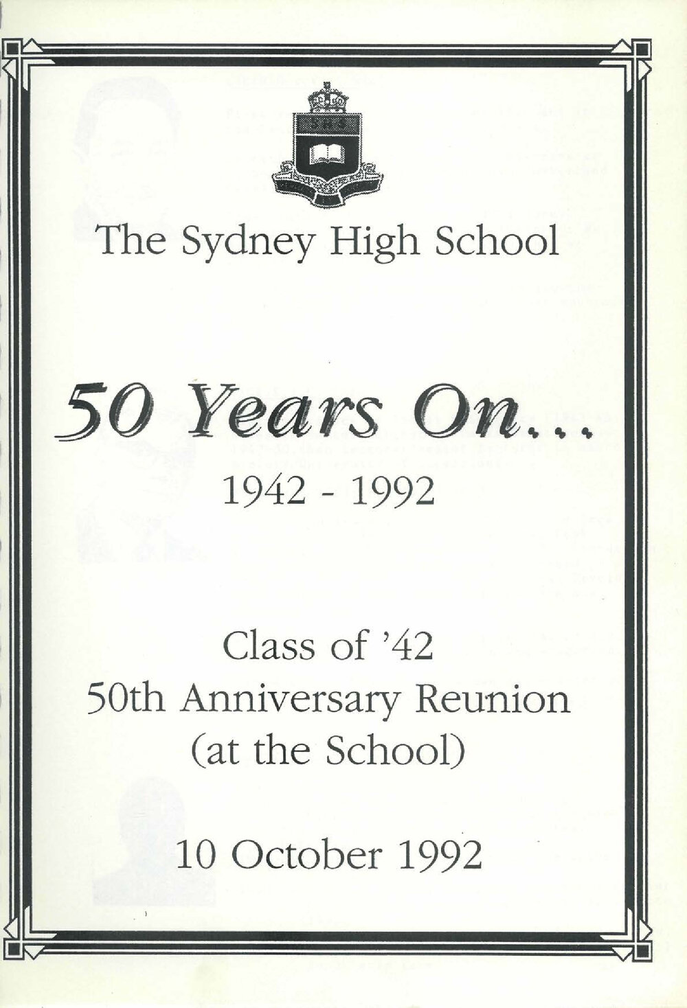 Class of 1942, 50th anniversary reunion, 10 October 1992