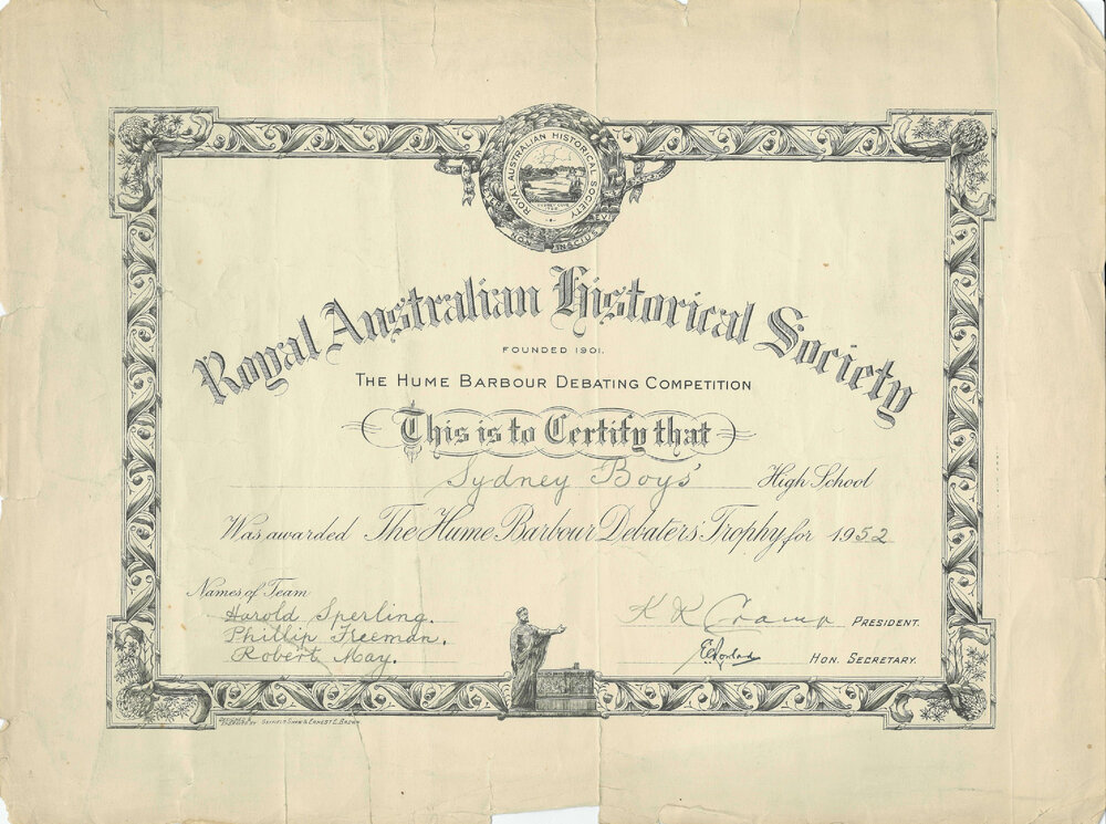 Hume Barbour Debating Competition 1952