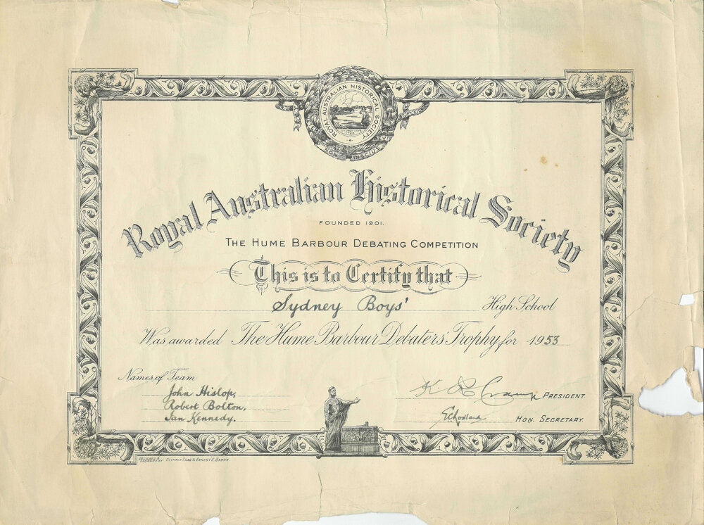 Hume Barbour Debating Competition 1953