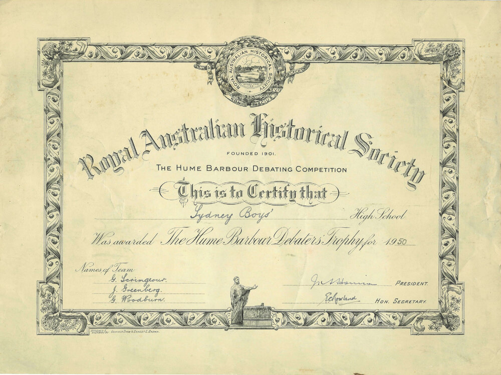 Hume Barbour Debating Competition 1950