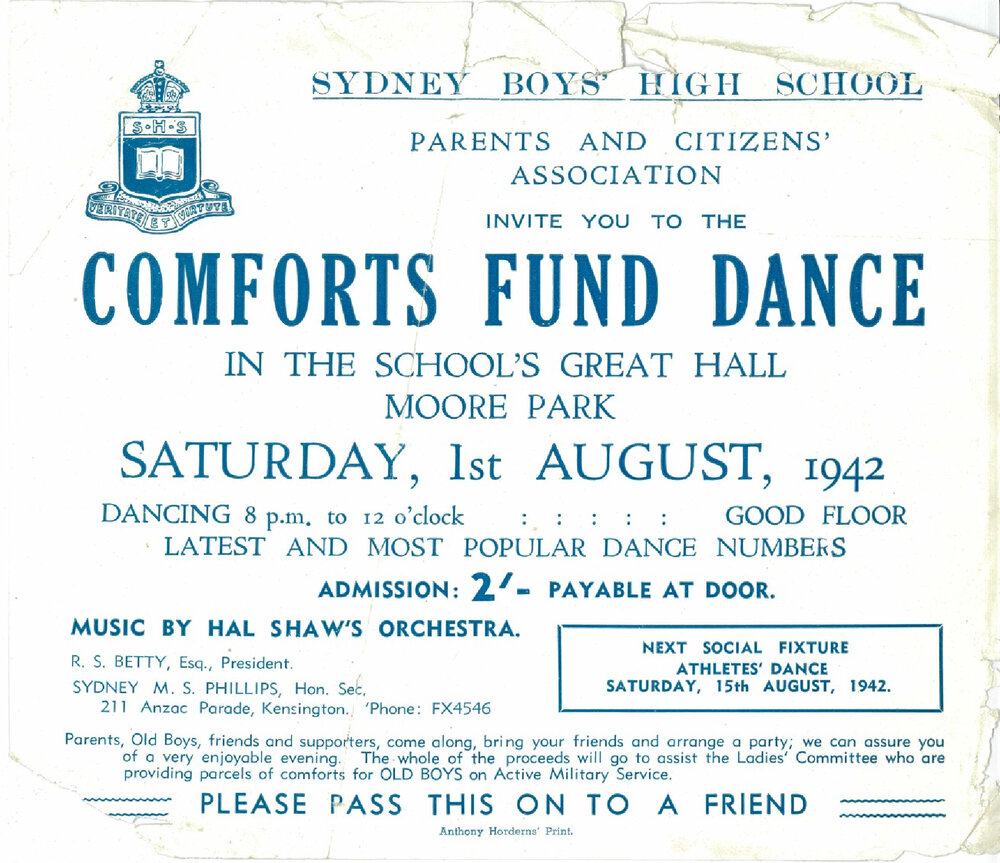 Comforts Fund Dance, 1 August 1942