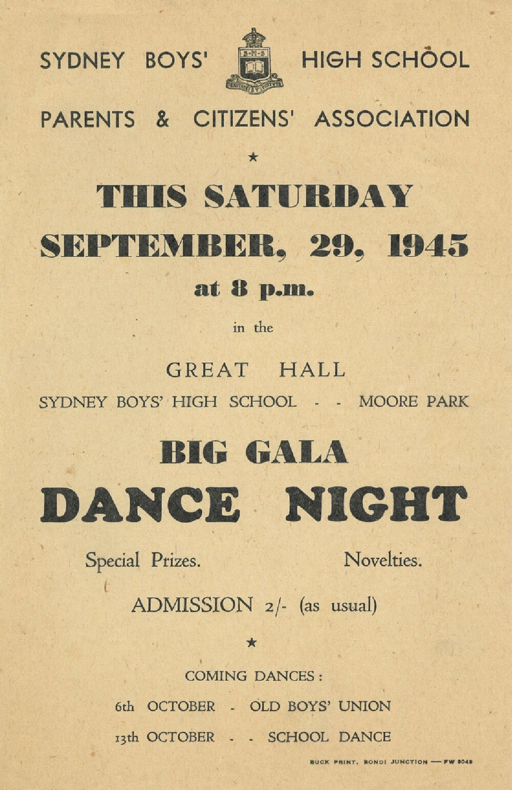 Big Gala Dance, 29 September 1945