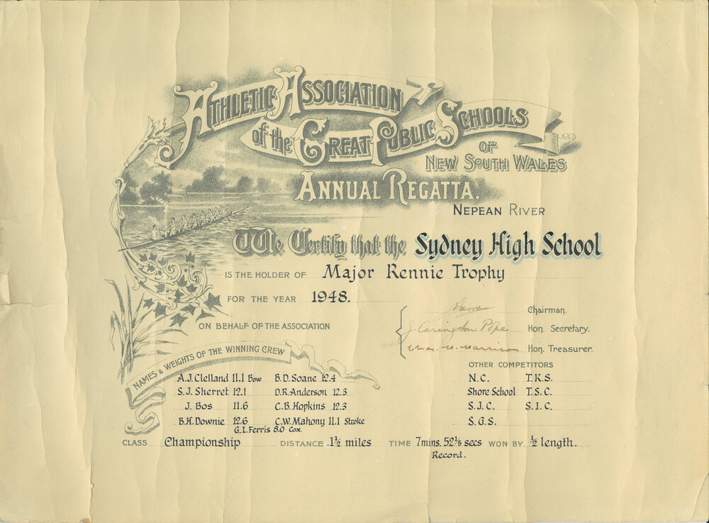 Major Rennie Trophy (1st VIII) 1948