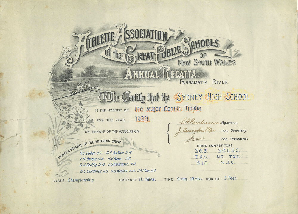 Major Rennie Trophy (1st VIII) 1929