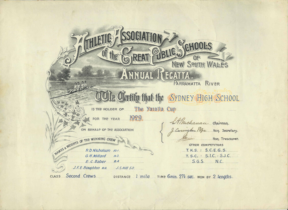 Yaralla Cup (1st IV) 1929