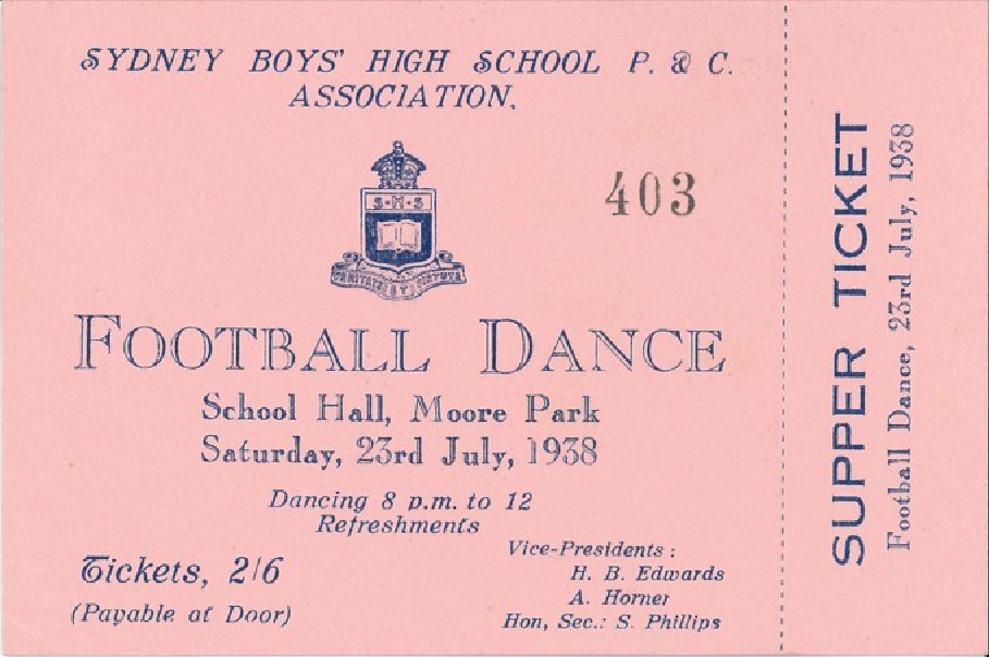 Football Dance ticket, 23 July 1938