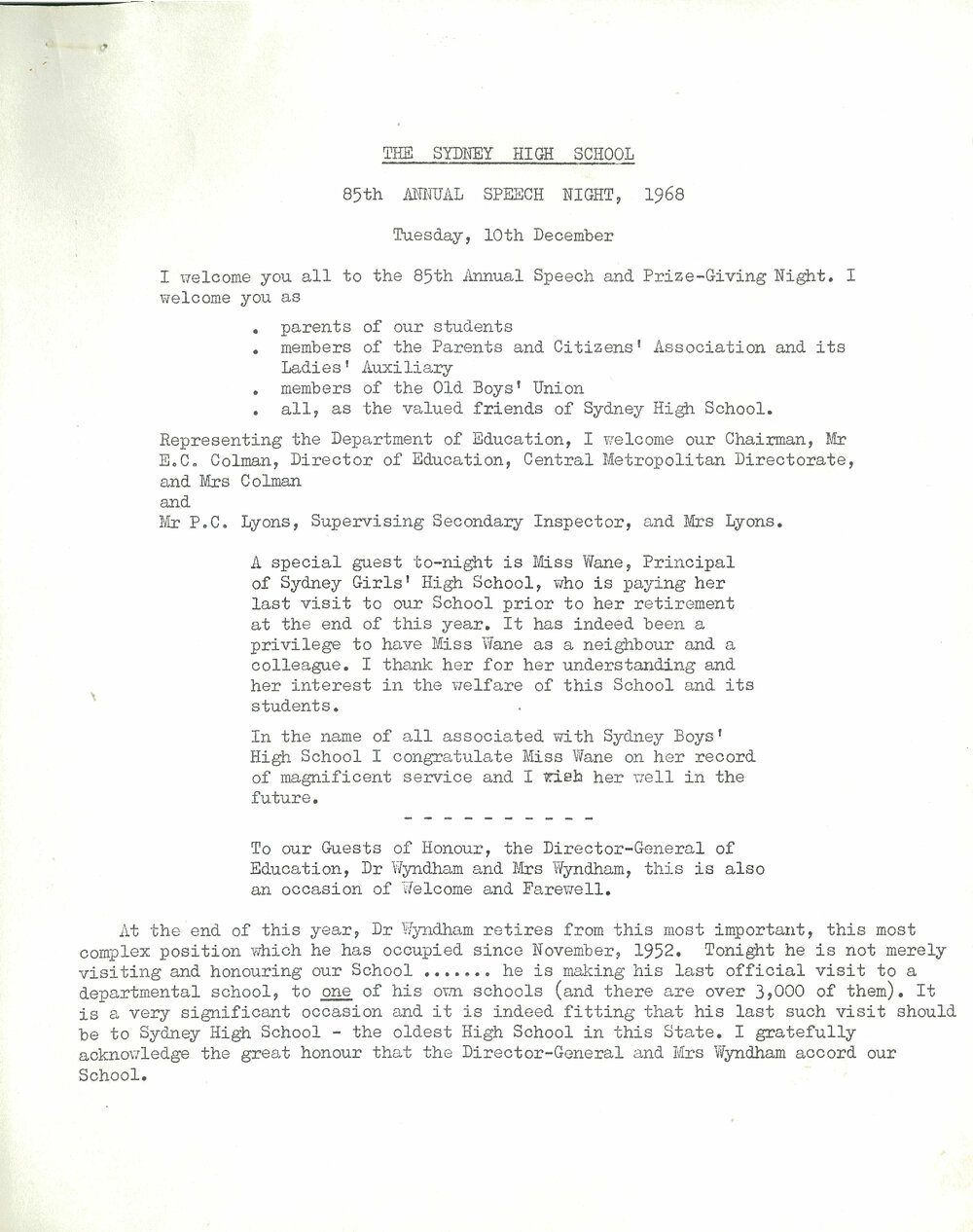 Headmaster's Report 1968