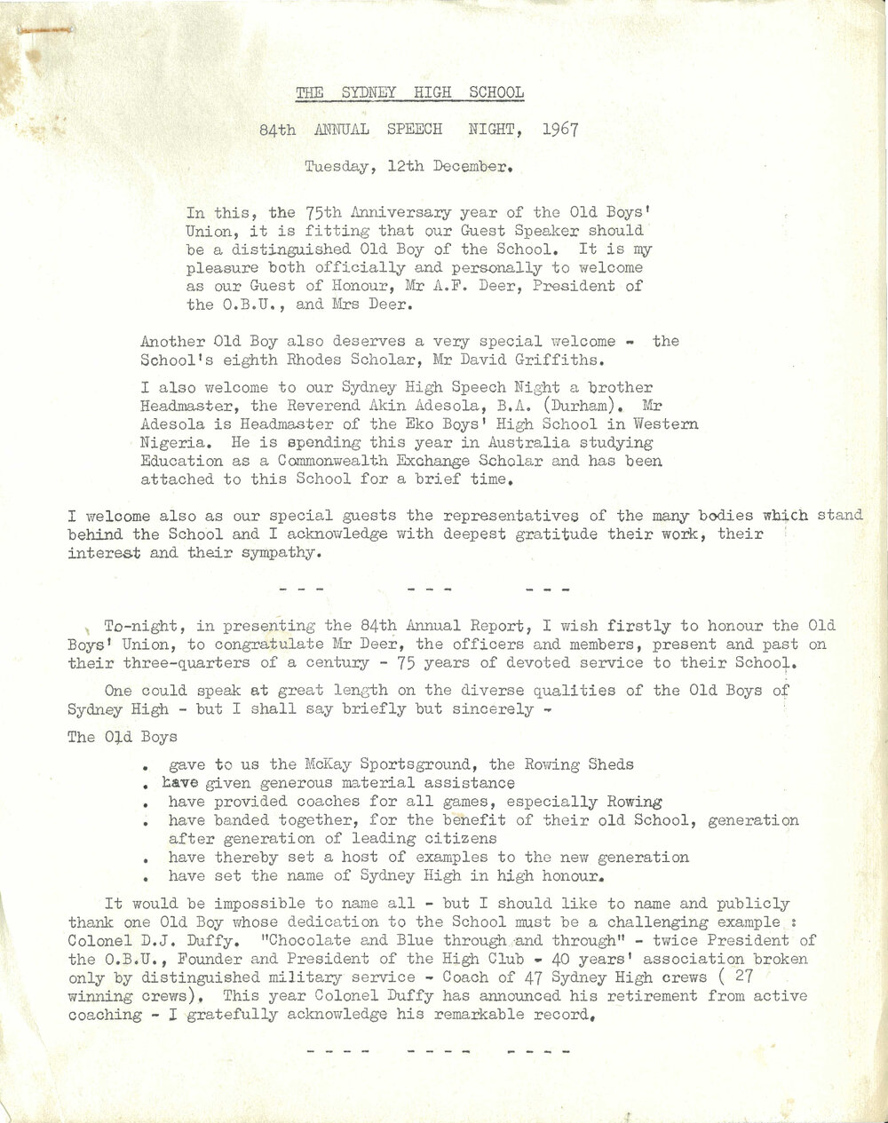 Headmaster's Report 1967