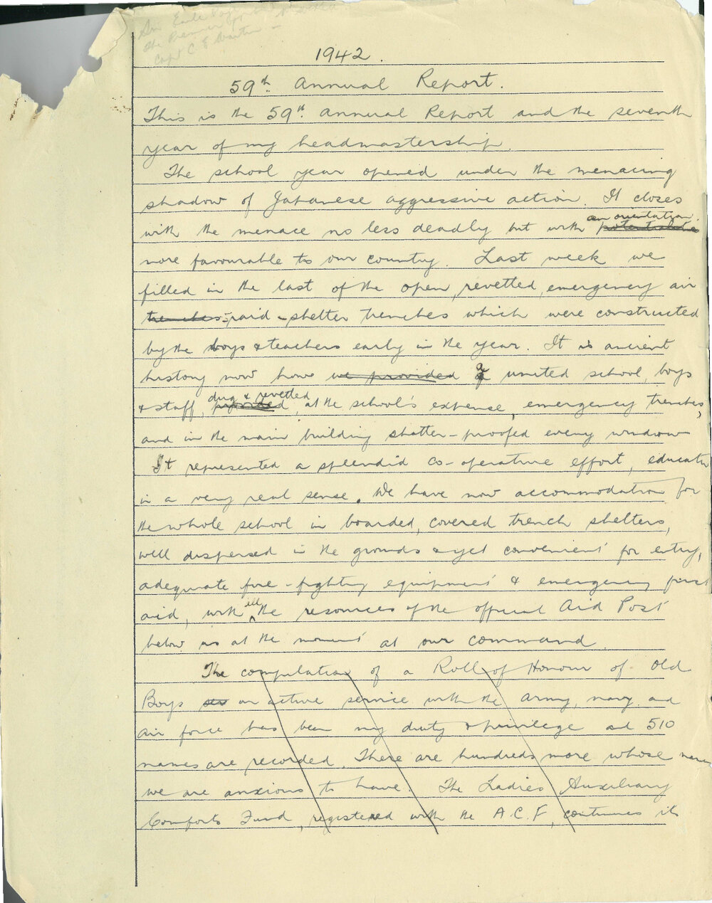 Headmaster's Report 1942