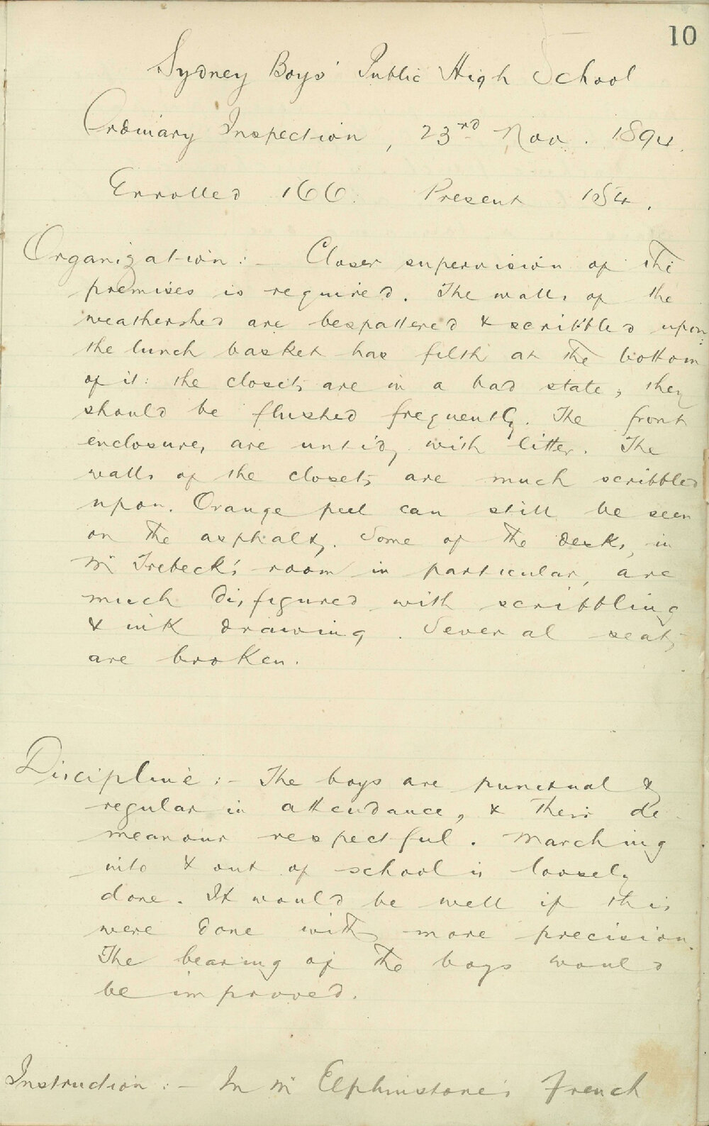 Oridinary Inspection - 23 November 1894