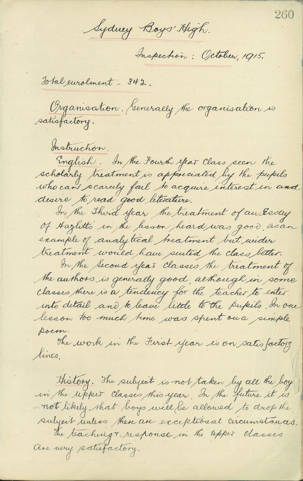 Inpsection - October 1915