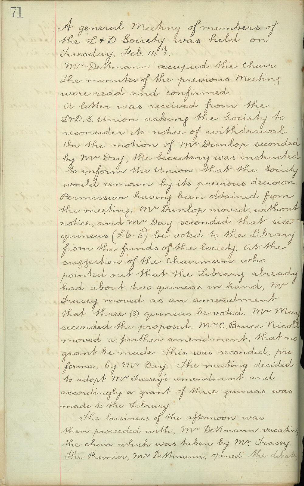 Sydney High School Literary and Debating Society Minutes, 1893