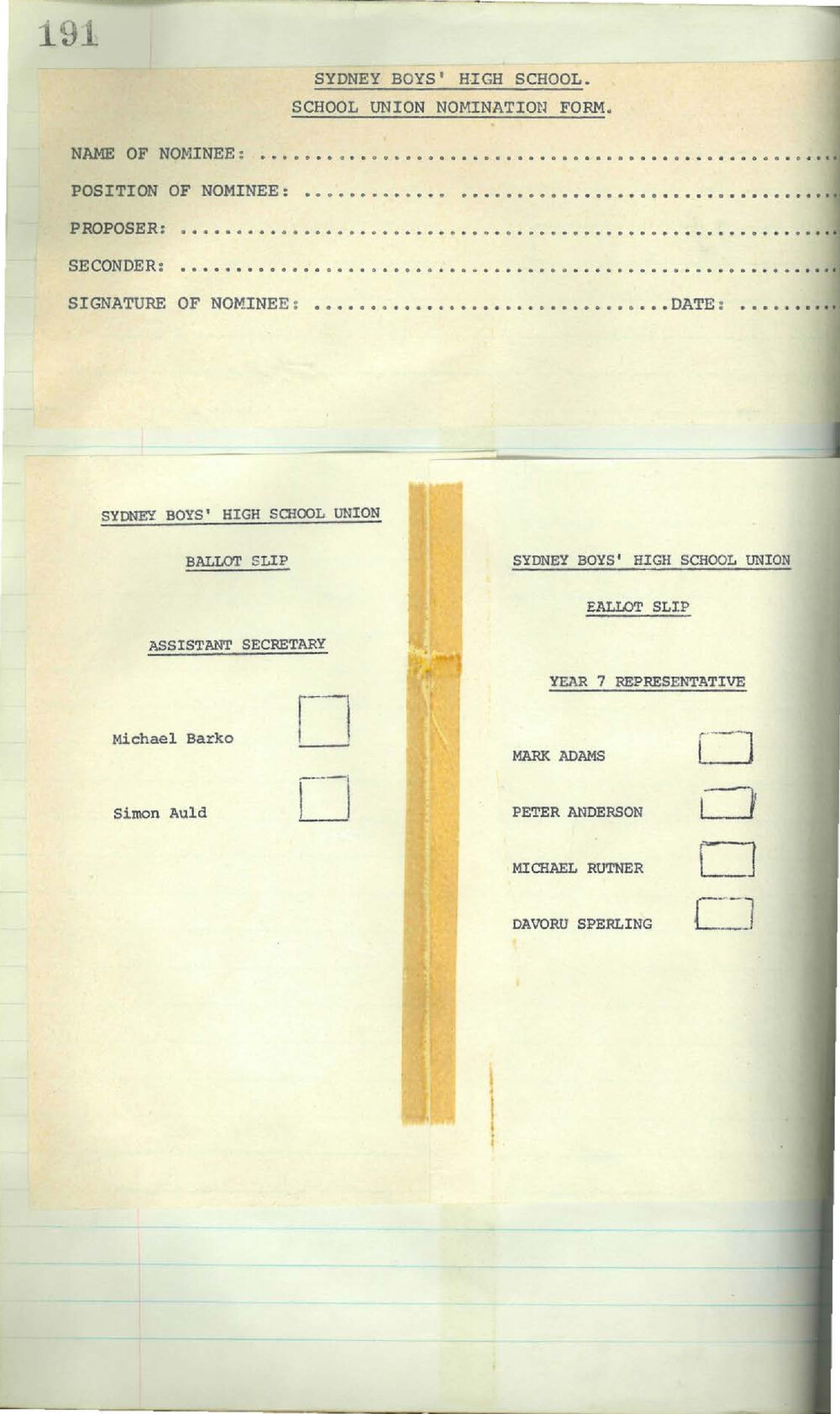 School Union Minutes, 1979