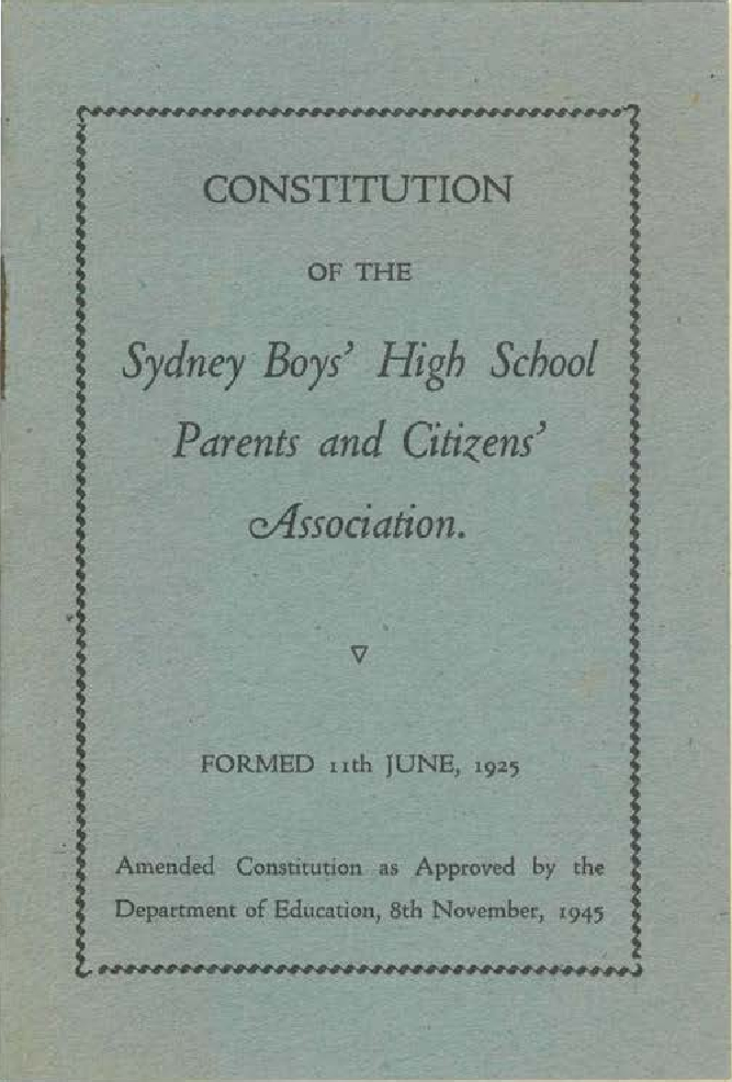Parents and Citizens Association Constitution (as amended 8 November 1945)
