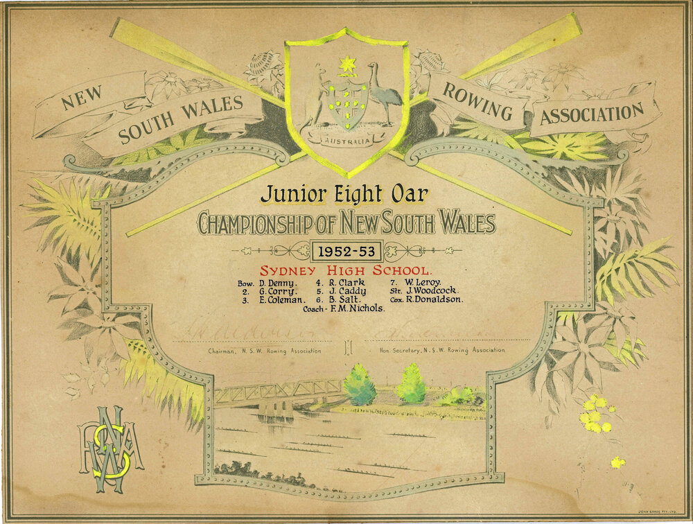 Junior Eight Oar Championship of New South Wales 1952-1953