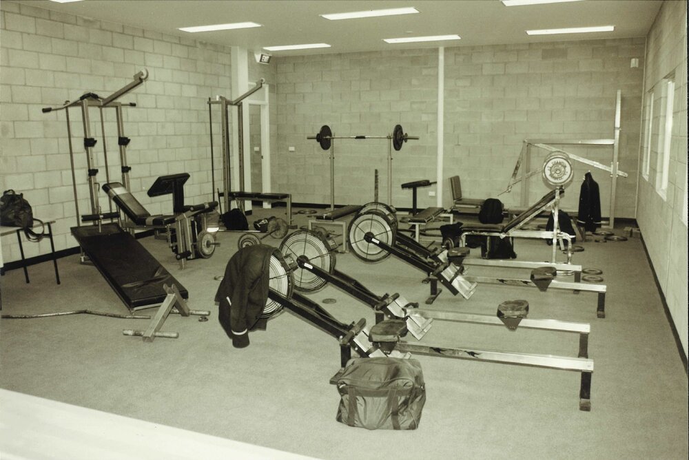 Alan May weights room, 1995
