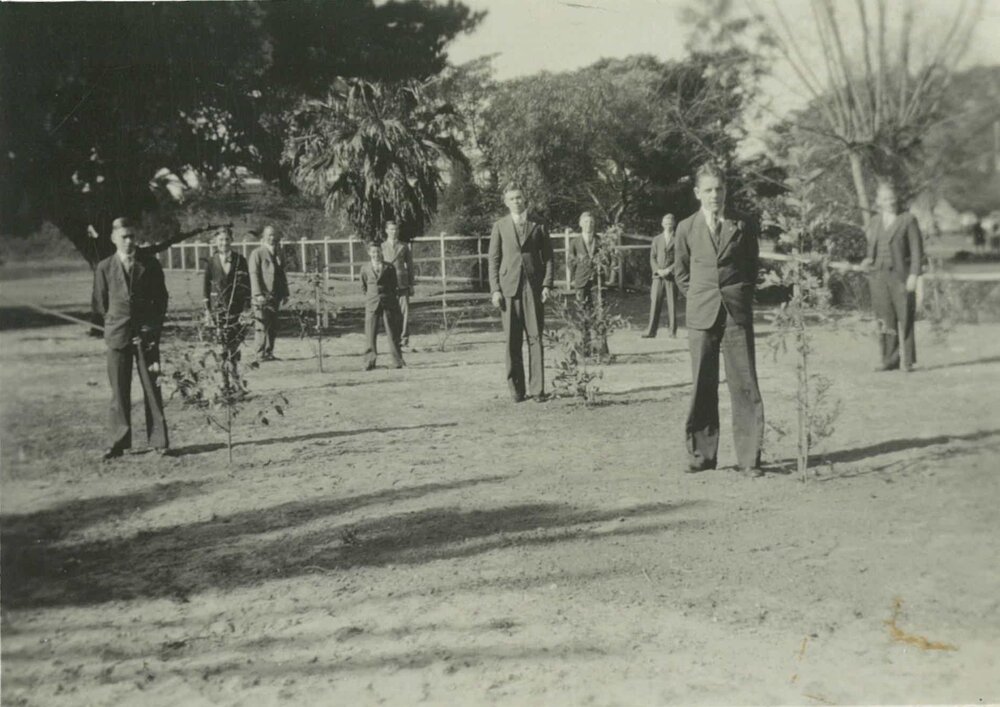 Landscaping the school grounds, 1936