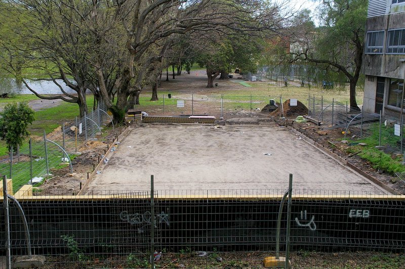 Construction of the cricket nets, 2006