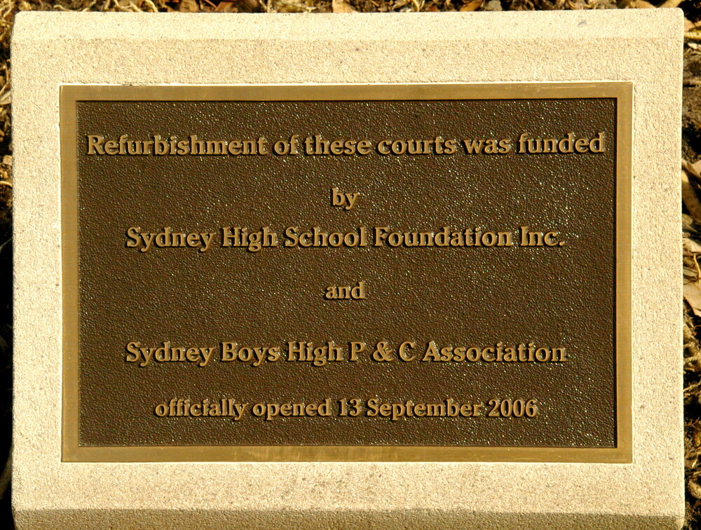 Plaque for tennis court refurbishment
