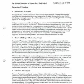 High Notes, Vol 2 No 21, 27 July 2001