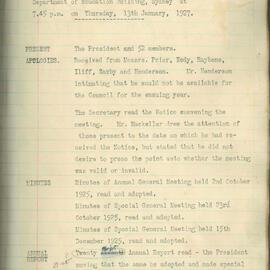 Sydney High School Old Boys Union Minutes 1927