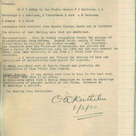Sydney High School Old Boys Union Minutes 1930