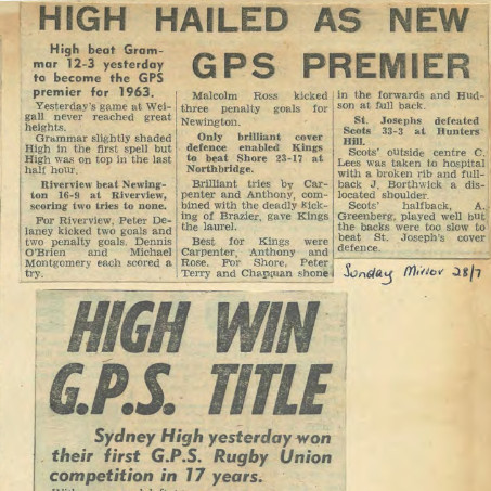 GPS Rugby Season, 1963