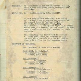 Sydney High School Old Boys Union Minutes 1941