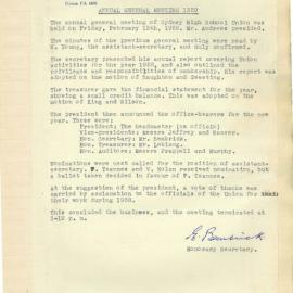 School Union Minutes, 1959