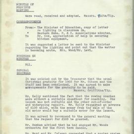 Parents and Citizens Association Minutes, 1961