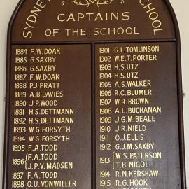 Honour Board: Captains of the School 1884-1919