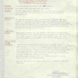 Parents and Citizens Association [Ladies] Auxiliary Minutes, 1969