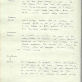 Parents and Citizens Association [Ladies] Auxiliary Minutes, 1971