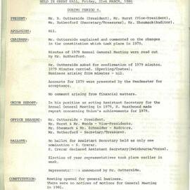 School Union Minutes, 1980